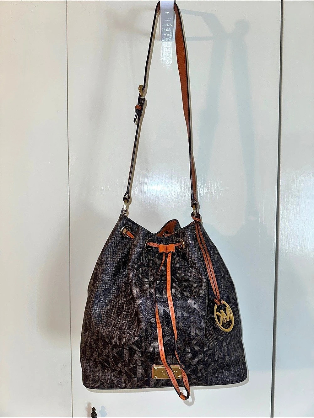 Michael Kors Monogram Bucket Shoulder Bag